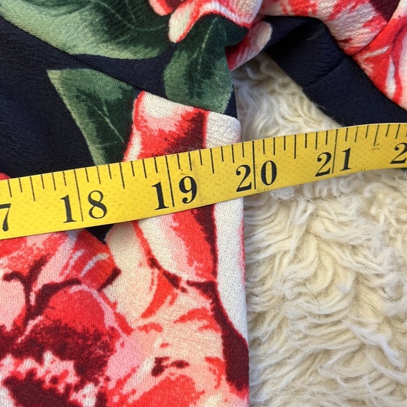 Espresso navy with pink floral bell sleeve pull over XL elastic neckline dress - Picture 8 of 11